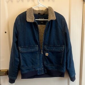 Carhartt Blue Denim Jacket with Sherpa Collar